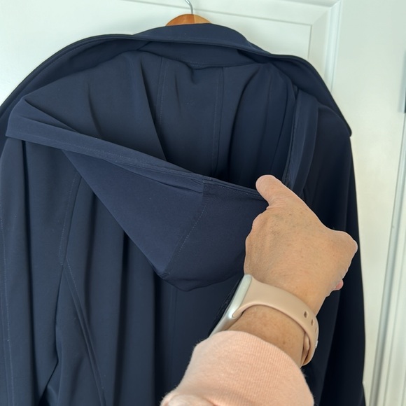 London Fog Collection Women's XXL Snap Navy Blue Raincoat-Detachable Hood Lined - Picture 11 of 14